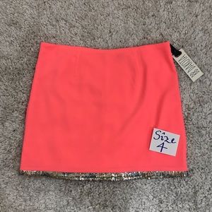 BB DAKOTA neon orange/Sequin trim skirt Size 4
